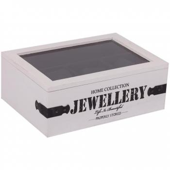 Creaciones Meng Joyero Mdf LetteringBlanco Y Negro24x9x17 cm