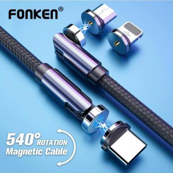 Cable Adaptador Magnético Rotativo 540° Micro USB a Tipo C para iPhone y Android - 1M Color Negro