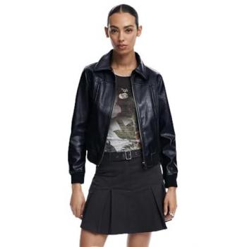 Chaqueta de cuero Desigual Helsinki Regular Fit Negra para Mujer