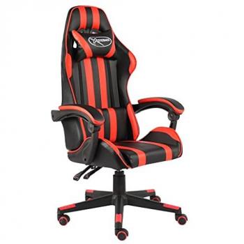 Silla Gaming de Cuero Sintético Negro y Rojo con Diseño Ergonómico