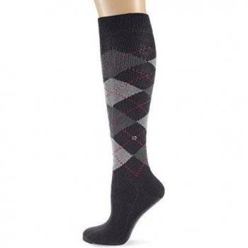 Burlington Whitby Women's Extra Soft Charcoal Argyle Knee High Socks