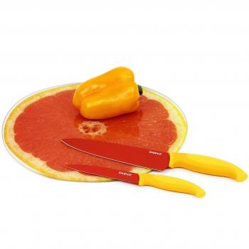 Darna Home Tabla De Cortar Naranja + 2 Cuchillos Cerámicos