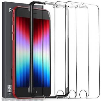 LK 3 Unidades Compatible con iPhone SE 2020/8 / 7 / 6s / 6 Protector de Pantalla, 9H Dureza Cristal Templado, Equipado con Marco de Posicionamiento,Vidrio Templado Screen Protector