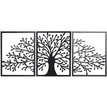 Decoración de Pared DKD Home Decor Negro Árbol Cottage 141 x 1,3 x 61 cm