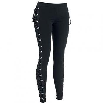 Gothicana by EMP Built For Comfort Mujer Leggins Negro S, 95% Algodón 5% Spandex, Schnürung Pitillo