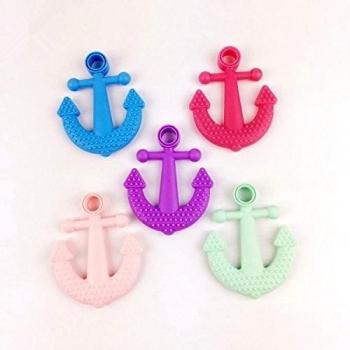 Mordedor de silicona de la nave del timón en forma de bolas de bricolaje colgantes bebé Teether 5pcs herramienta sensor de BPA encantos libres del bebé Chew collar de perla