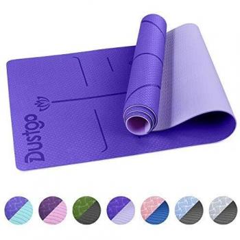 Dustgo Esterilla Yoga Deporte Colchoneta de 183cm x 63cm x 6mm Fitness Antideslizante con Material ecológico TPE con líneas corporales Yoga Mat
