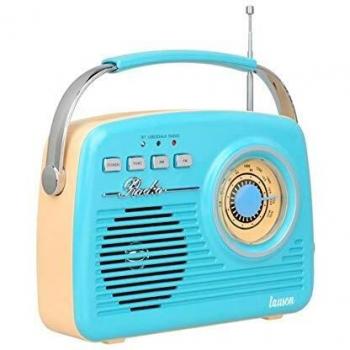 Lauson RA142 - Radio Vintage Analógica con Altavoz Integrado, Bluetooth, USB y SD, Color Azul Crema