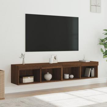 Mueble de TV con luces LED vidaXL 2 uds 80x30x30 cm marrón roble