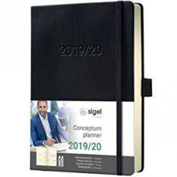 SIGEL C2002 Agenda semanal 2019/2020, Conceptum, 18 meses, tapa dura, 10,8 x 15,1 cm, negro