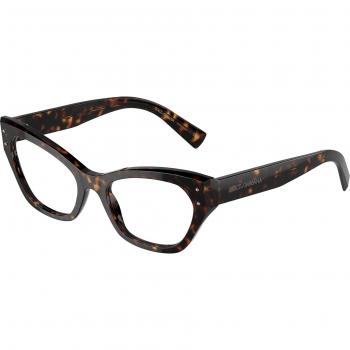 Dolce & Gabbana DG3385 Cat Eye Eyewear, Color: Tartaruga (Havana Brown), Size: 54 MM, Female