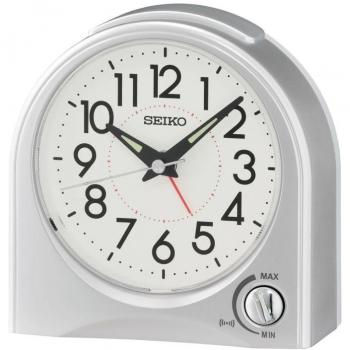 Reloj Despertador Seiko QHE204S de Cuarzo, Plateado, con Alarma y Regulador de Volumen, Ideal para Viajes y Regalos