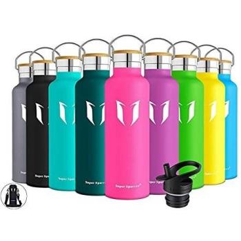 Super Sparrow Botella Agua Acero Inoxidable - Botella Agua Niños - 350ml/500ml/620ml/750ml/1L - Botella Termica Boca Estándar - Sin BPA , para Niños & Adultos, Deporte, Oficina, Yoga, Ciclismo
