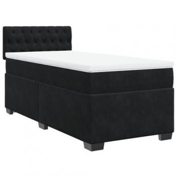 Cama box spring con colchón terciopelo negro 90x200 cm