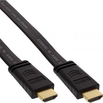 Cable HDMI Plano de Alta Velocidad con Ethernet, Tipo A a Tipo A, 1.5m, Conectores Dorados, Negro