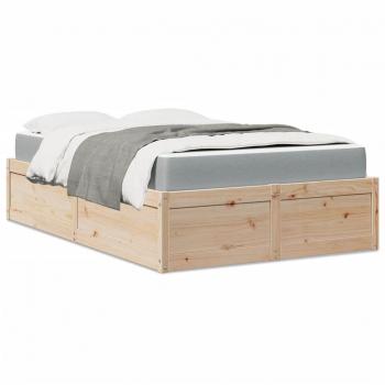 Cama con colchón 120x200 cm en madera maciza de pino Vidaxl Marrón