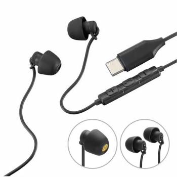 Auriculares Hama Calm USB-C con micrófono, supresión pasiva de ruido, protección antitorceduras, negros