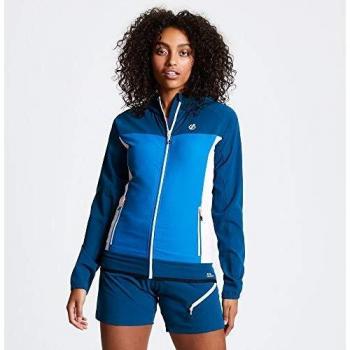 Dare2B Duplicity-Chaqueta Softshell Elástica Y Ligera, Cortavientos Y Repelente Al Agua, Bolsillos con Cremallera Soft Shell, Mujer, Moroccan Blue/Petrol Blue, 14