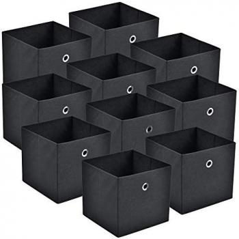 Set de 10 Cajas de Almacenamiento Plegables 28x30x30cm - Organizadoras con Asa para Ropa o Juguetes - Color Negro
