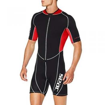 Seac Ciao Man Traje corto para hombres, Neopreno de 2.5 mm para snorkel, buceo y otras actividades acuáticas, XXL, Negro/Rojo