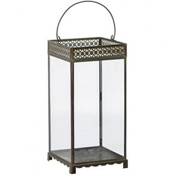 Farol Portavelas Cristal Dorado Metal 18 X 18 X 37 Cm - Originalidad