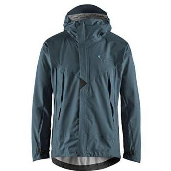 KlÄttermusen Chaqueta Asynja Azul para hombre, chaqueta técnica, resistente al agua, con capucha ajustable, fabricada en materiales reciclados, diseño ergonómico y múltiples bolsillos