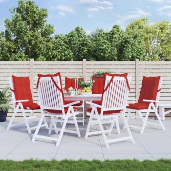 Cojines de silla de respaldo alto 6 piezas tela Oxford roja