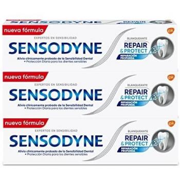 Sensodyne Repair & Protect Pasta de Dientes Blanqueante, Alivio para Dientes Sensibles, Protección Duradera frente a la Sensibilidad Dental, 3 x 75 ml