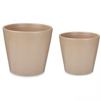 Set de Macetas Ibergarden 2 Piezas Ø 22 cm y Ø 28 cm Beige Arcilla