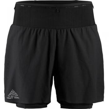 Craft Pro Trail 2-in-1 Black Running Shorts for Men - Size Large