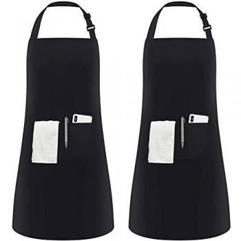 InnoGear 2 Piezas Ajustables Delantales Bib Delantales Impermeables del Cocinero con 2 Bolsillos Cocina Delantales