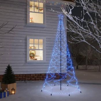 Árbol de Navidad con Poste de Metal 500 LEDs Azul 3m