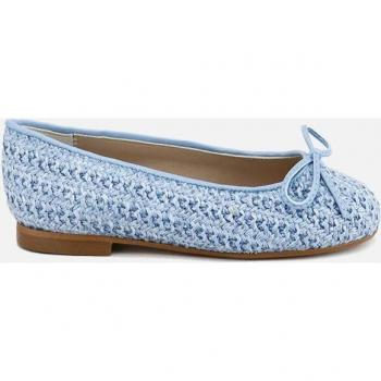 Bailarinas de niña Eli 1957 en rafia trenzada con lazo de piel, color azul Roche