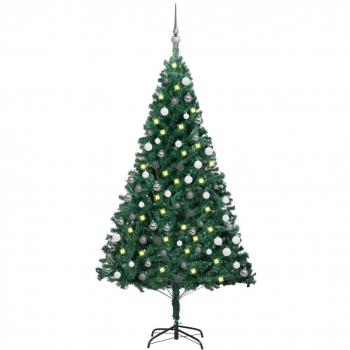 vidaXL Artificial Pre-lit Christmas Tree with Ball Set Green 180 cm PVC