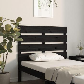 Cabecero cama negra 90x3x80 cm madera maciza de pino
