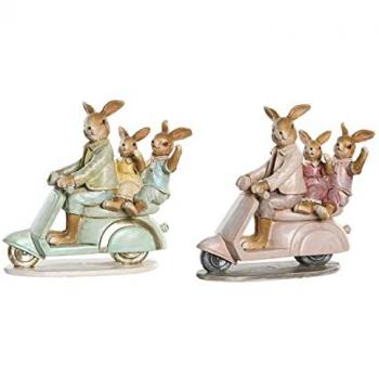Figura Decorativa DKD Home Decor 17 x 7 x 15,5 cm Rosa Conejo Verde (2 Unidades)