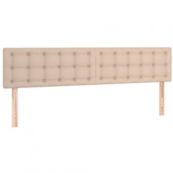 Cabecero de Cama con LED en Cuero Sintético Color Capuchino 200x5x78/88 cm