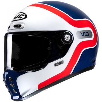 CASCO HJC V10 GRAPE - Casco integral, color blanco, rojo y azul, talla M
