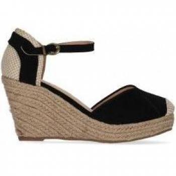 Chika10 NADIA 23 Alpargatas de Cuña para Mujer con Cierre de Hebilla, Color Negro, Altura de Cuña 8cm