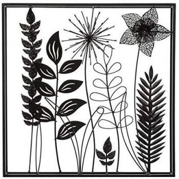 Decoración de Pared en Metal 'Hojas' 40x40cm Negro - Diseño Exquisito Atmosphera