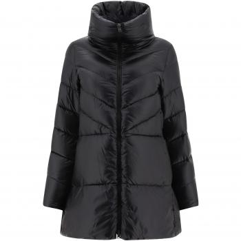 Herno Women's Chevron Down Coat in Black, Size 40, PI001955D12017Z9300