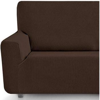 Eiffel Textile Funda Sofa Elastica Protector Adaptable Rústica Sofá, Marrón, 4 Plazas