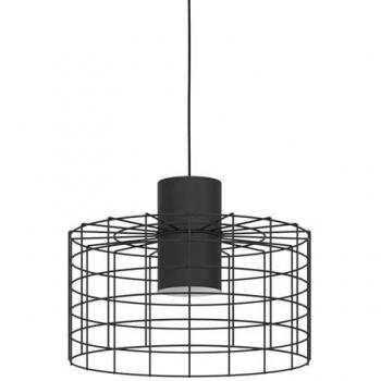 Lámpara Colgante Industrial Eglo Milligan 38cm Negro y Blanco, E27, Luz Intercambiable