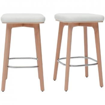 Set de 2 taburetes de cocina blancos y de madera clara 65 cm GRAMMA