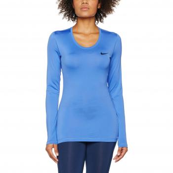 Nike W Np Ls Camiseta de Manga Larga, Mujer, Azul