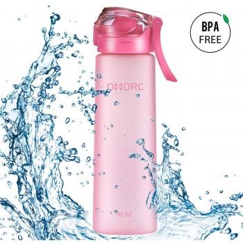 OMORC Botella de Agua, 900ML Plástica Deportes Botella de Agua, sin BPA, sin Toxina, para Correr, Excursionismo, Mochilero, Camping, Ciclismo, Viajes, Hogar, Oficina etc - Rosa