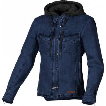 Macna Chaqueta textil de moto para mujer Inland Azul-Marrón (con capucha, talla XS)