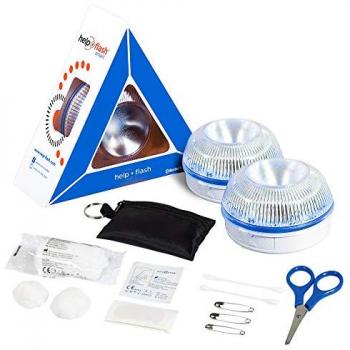 HELP FLASH Smart - luz de emergencia AUTÓNOMA, señal V16 de preseñalización de peligro y linterna, homologada según normativa DGT, activación AUTOMÁTICA, incluye MARTILLO y base imantada