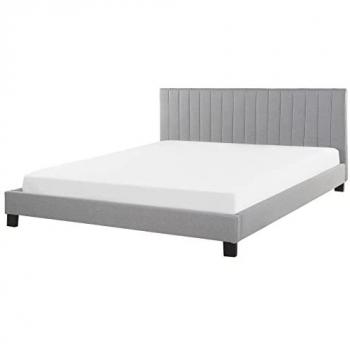 Cama Tapizada Gris Claro 180 x 200 cm con Cabecero Decorativo Poitiers
