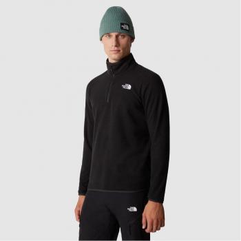 Forro polar con cremallera de 1/4 para hombre The North Face Glacier 100, color negro intenso, talla XS